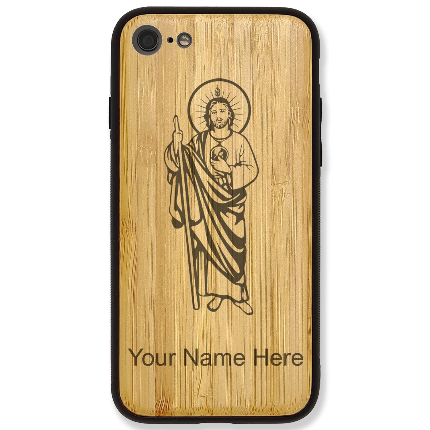 Personalized Engraved Bamboo Phone Case for iPhone 7 Plus & iPhone 8 Plus | Saint Jude Design | Durable & Stylish Protection for Everyday Use