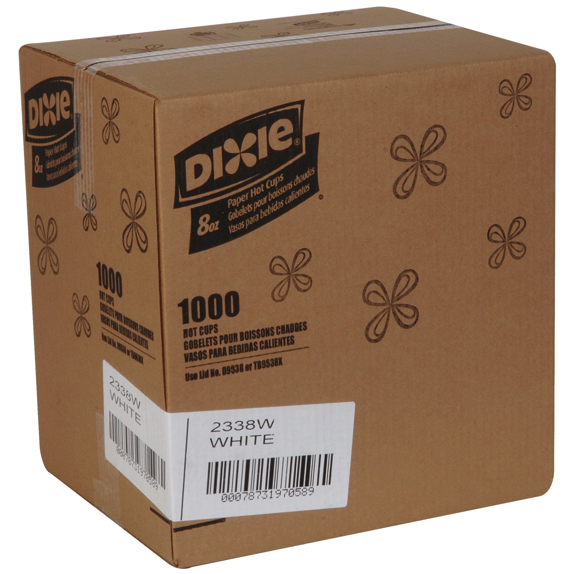 GP PRO Dixie 8 oz White Disposable Paper Coffee Cups - 1000 Count (50 Cups/Sleeve, 20 Sleeves/Case) 2338W - Perfect for Offices, Cafes, Restaurants & Home Use