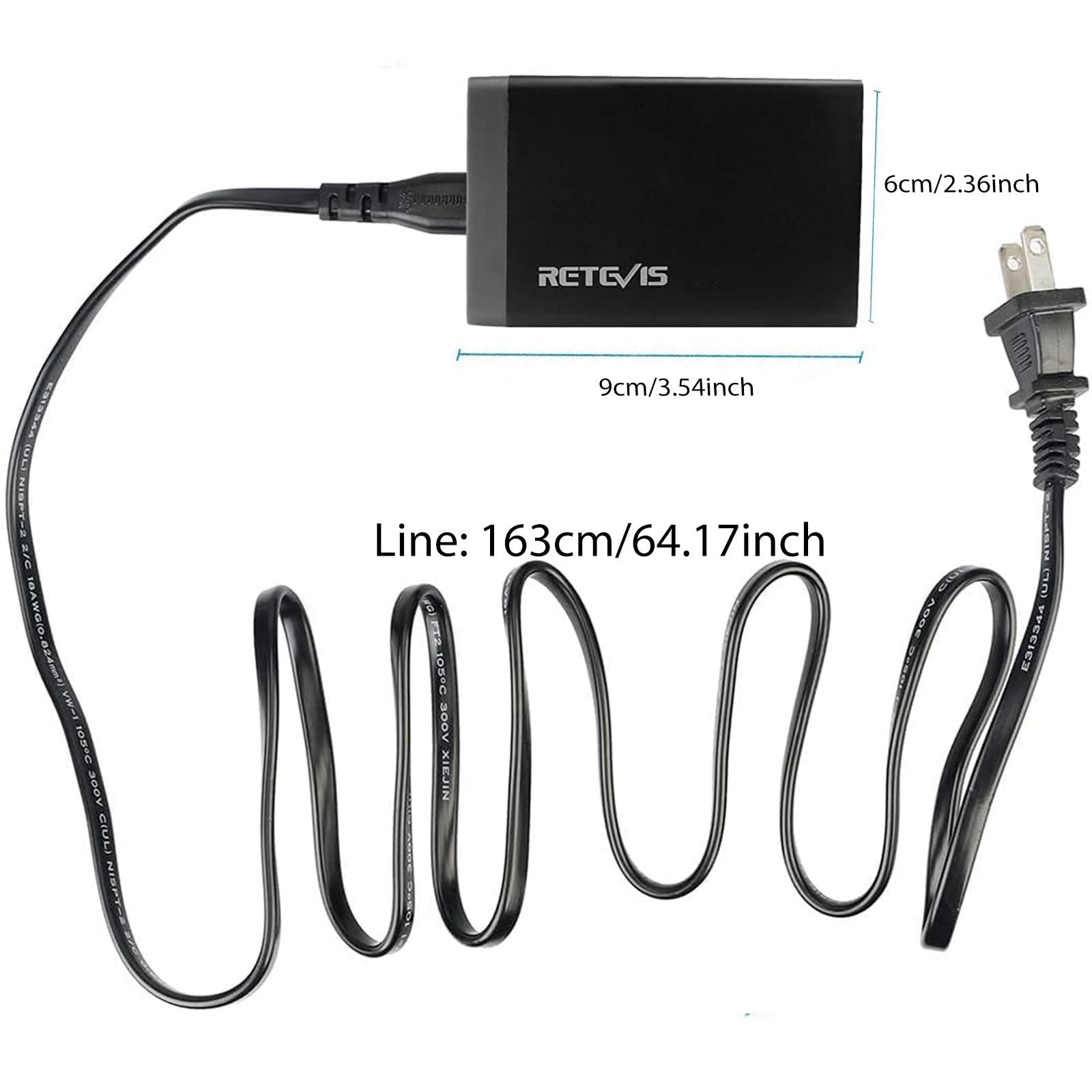 Retevis 5-Port USB Wall Charger for Walkie Talkies - Fast Charging Station Compatible with RT68 RB28 RT19 RT22P NR10 RT18 RT22S H777 RB89 RT86 RT45P RB29 Baofeng Cobra HYT Radios & iPhone - Perfect for Home, Office, and Emergency Communication (1 Pack)