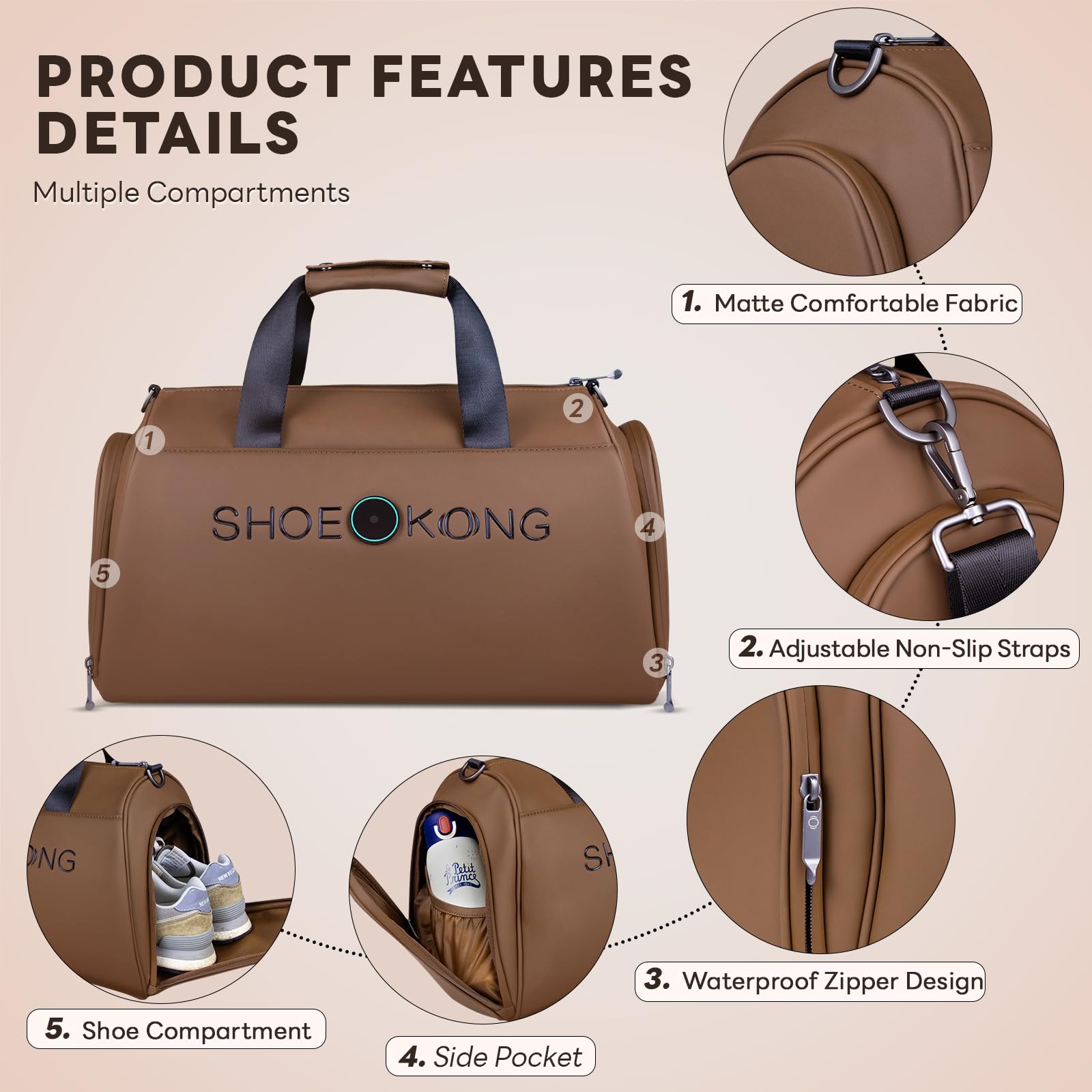 Custom LED Light Golf Tennis Gym Bag - Odor Removal & Waterproof Shoe Compartment - Personalized Travel Duffel for Men & Women - Perfect for Sports, Gym, Travel & Outdoor Activities