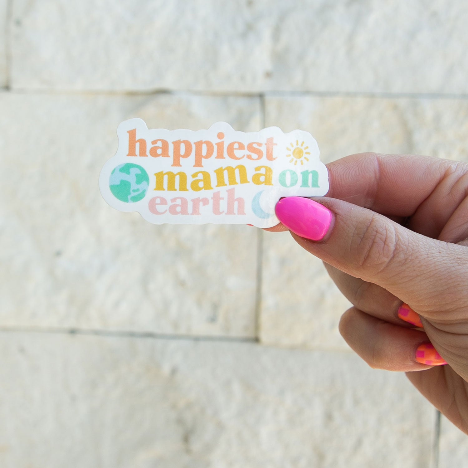 Happiest Mama on Earth Sticker - Waterproof Vinyl Decal for Laptops, Cars, Tumblers - Perfect for Mother's Day Gifts & Nursery Decor