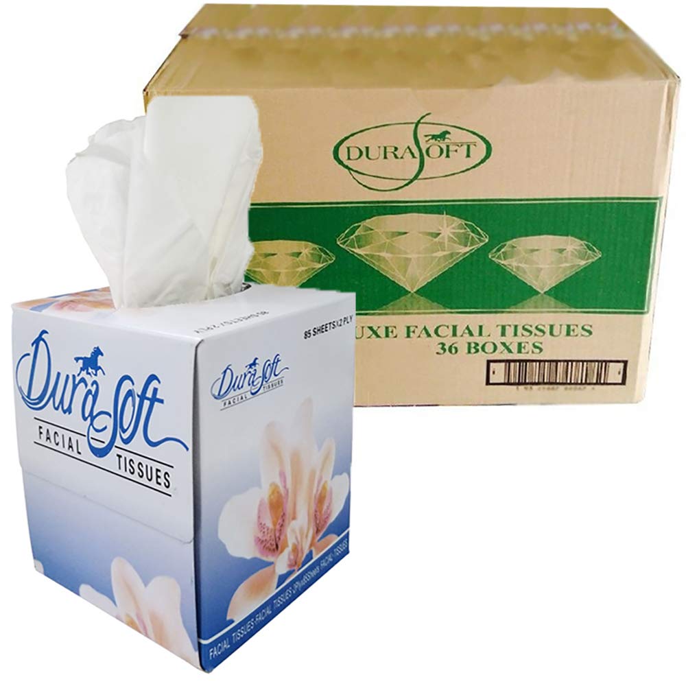 Tiger Chef Premium 2-Ply Facial Tissues - 85 Sheets per Cube Box, 36 Boxes Bulk Pack (3,060 Tissues Total) - Soft & Strong for Home, Office, Kitchen & Travel Use