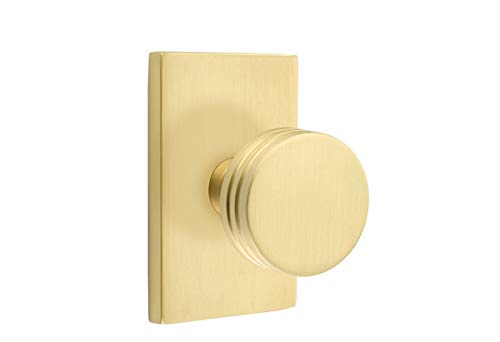 EMTEK Modern Rectangular Rosette Passage Set with Concealed Fastener & Bern Knob - 6 Finish Options (Oil Rubbed Bronze US10B) - C5112BNUS10B - Perfect for Contemporary Home Doors & Interior Design