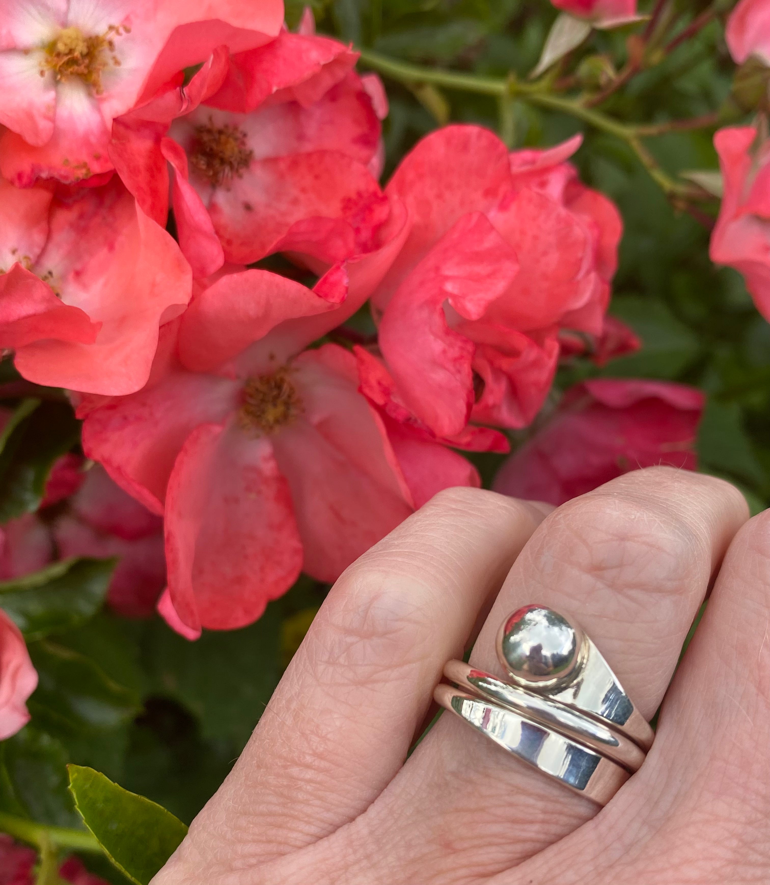 Silver Coiled Bead Ring for Women - Elegant Boho Jewelry for Everyday Wear, Parties & Gifts | Adjustable Stackable Fashion Ring