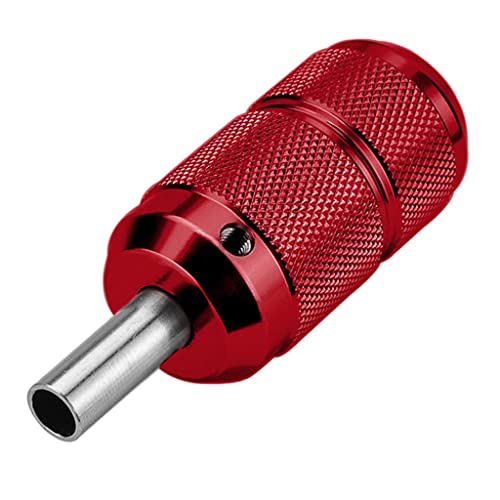 Premium GAH Aluminum Alloy Auto-Lock Cartridge Tattoo Grip Tube - Professional Tattoo Handle Bar in Vibrant Red for Tattoo Artists & Body Art Studios