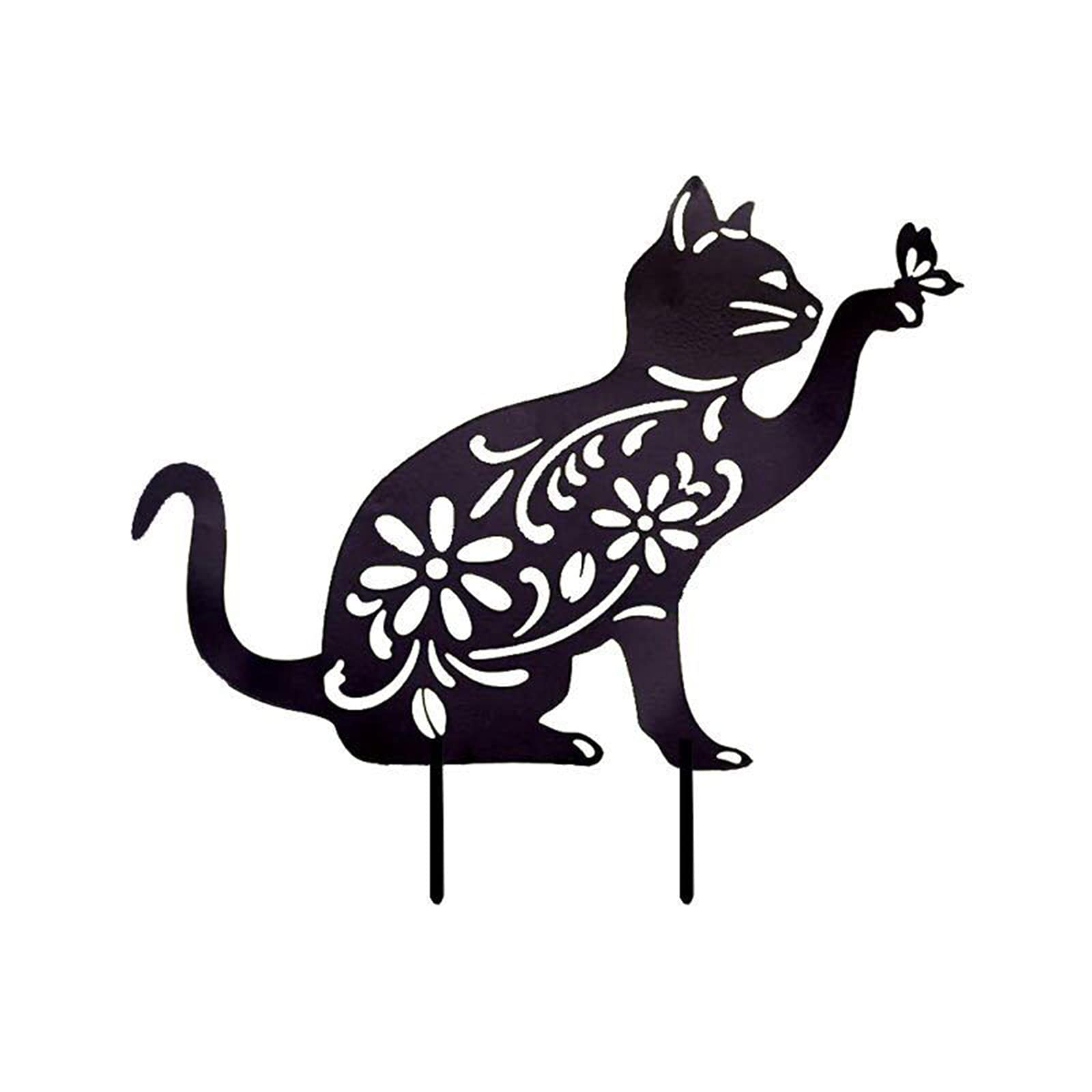 HelloCreate Metal Cat Decorative Garden Stake - Outdoor Lawn & Yard Decoration, Rust-Resistant Gardening Ornament for Flower Beds, Patios & Backyards
