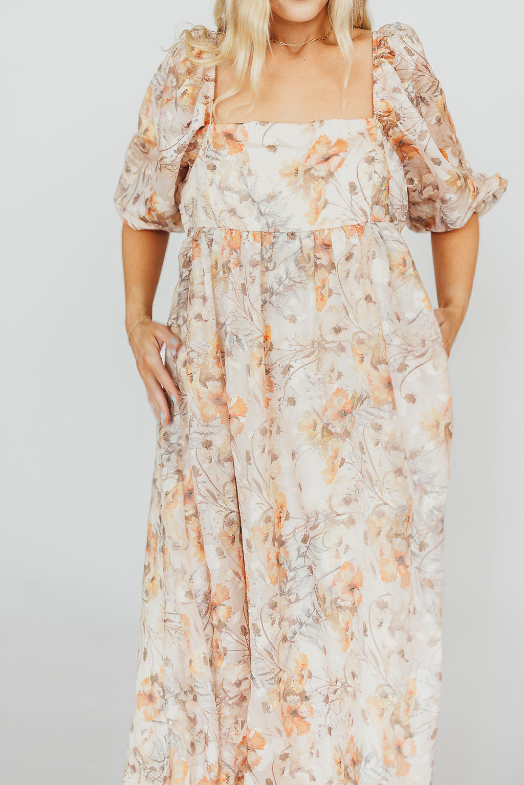 Elegant Beige Multi Smocked Maxi Dress - Bump Friendly Maternity & Inclusive Sizing (S-3XL) | Perfect for Pregnancy, Beach Vacations & Special Occasions