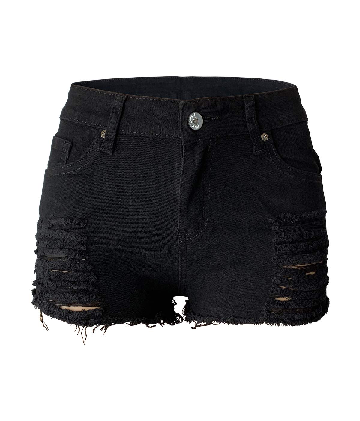Aodrusa Women's Ripped Denim Shorts - Mid Rise Distressed Jeans for Curvy Fit | Body Enhancing Cutoff Shorts for Summer, Beach & Casual Outfits
