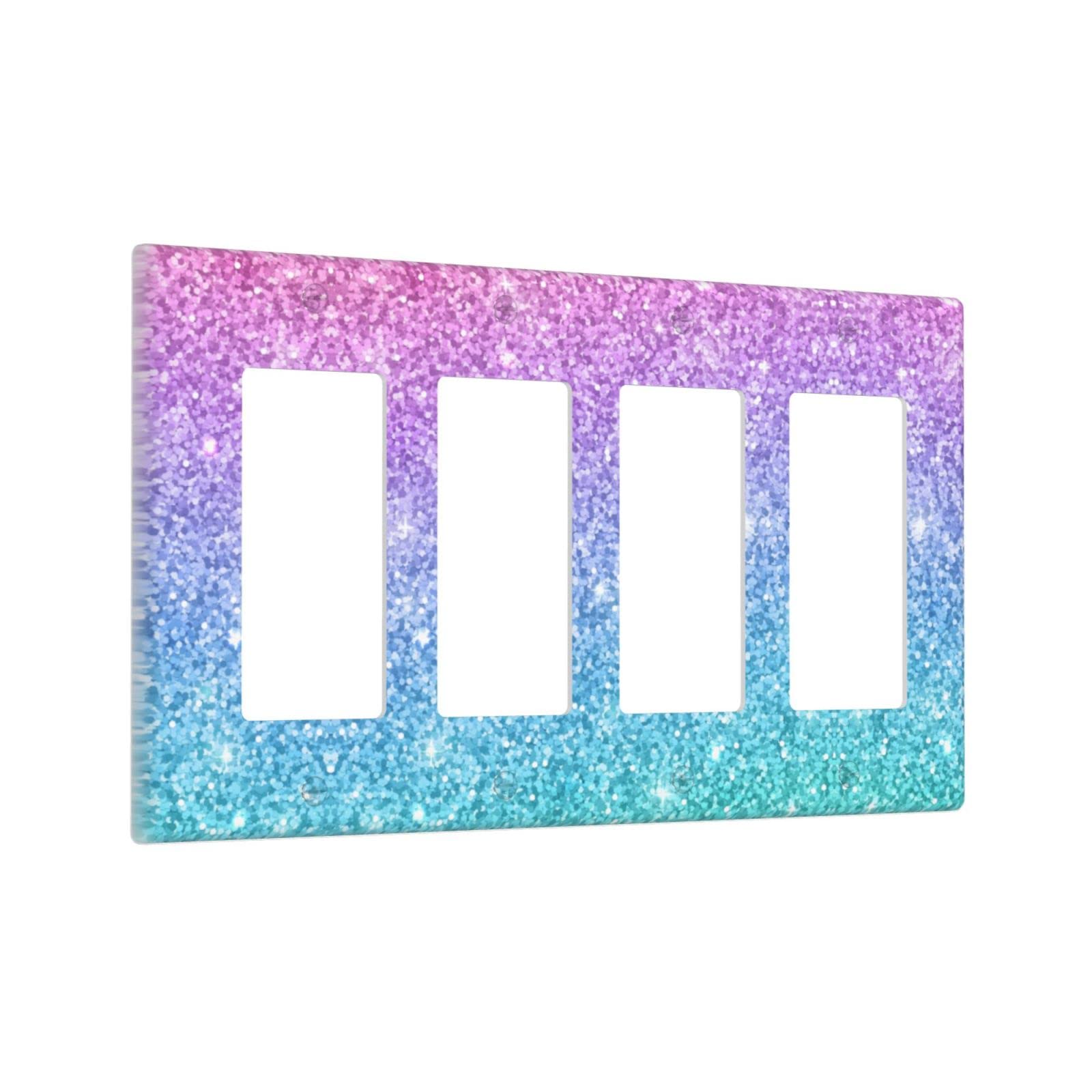 Pink and Blue Light Switch Cover Wall Plate - 4-Gang Decorator Style (1 Pack) - Perfect for Bedroom, Nursery, and Home Decor Upgrade