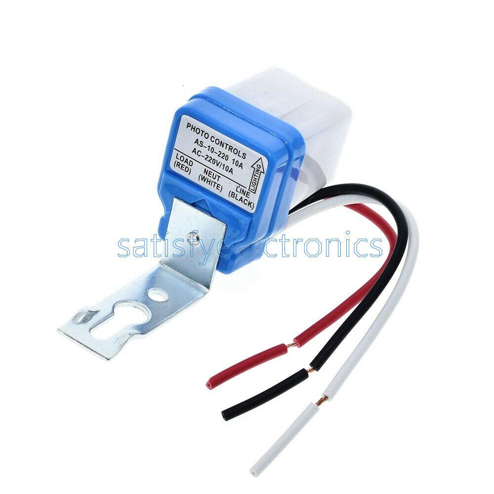 Auto On/Off Photocell Sensor Switch - 220V 10A AC/DC Street Light Control - Ideal for Outdoor Lighting, Parking Lots & Garden Security