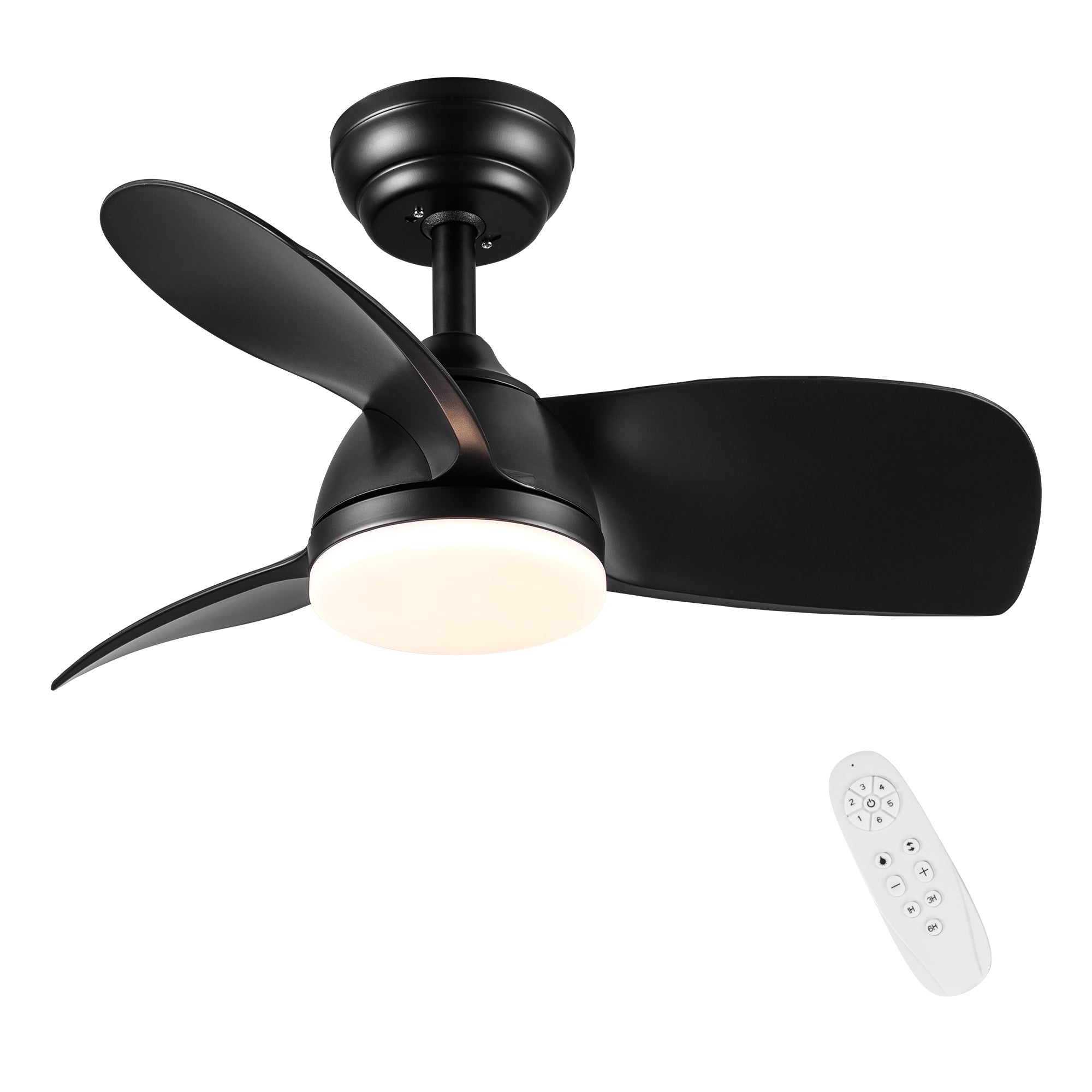 28 Inch Integrated LED Ceiling Fan with Black ABS Blades - Energy Efficient Smart Fan for Bedroom, Living Room & Office (Remote Control, Quiet Operation)