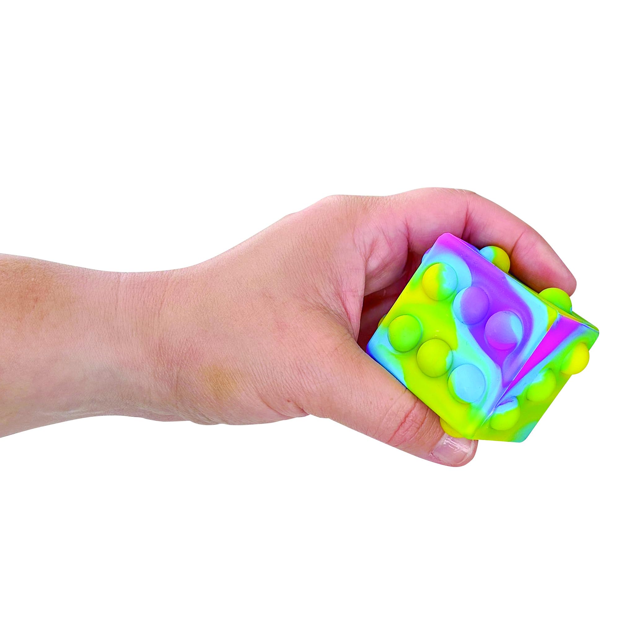 Raymond Geddes Pop ‘n’ Dice Fidget Cube Toys (12 Pack) - 6-Sided Sensory Stress Relief Toys for Kids & Adults - Tie Dye Popper Fidgets for Anxiety, ADHD & Focus - Perfect for Classrooms, Travel & Office Use