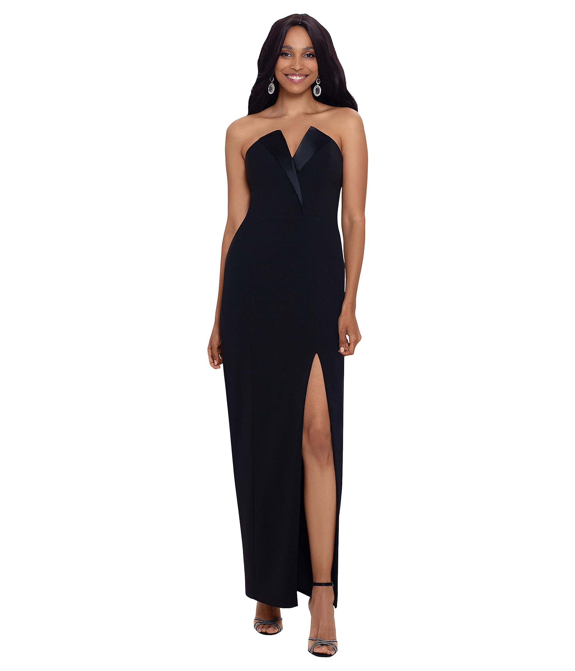 Betsy & Adam Women's Long Strapless Tuxedo Column Dress - Elegant Formal Gown for Weddings, Prom & Evening Events