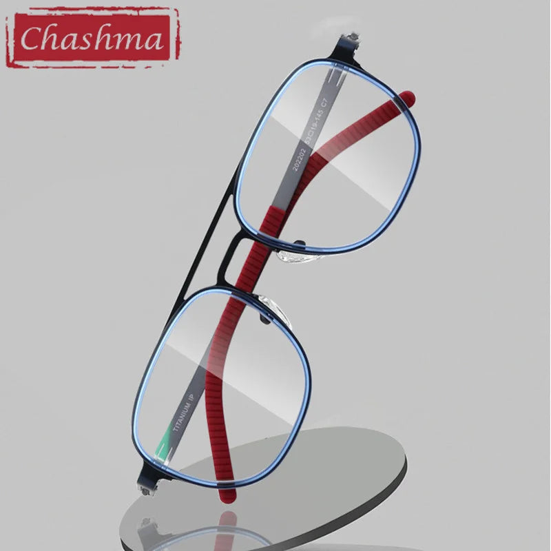 Unisex Titanium Square Full Rim Double Bridge Eyeglasses 4422 - Stylish & Durable for Work, Reading & Everyday Wear