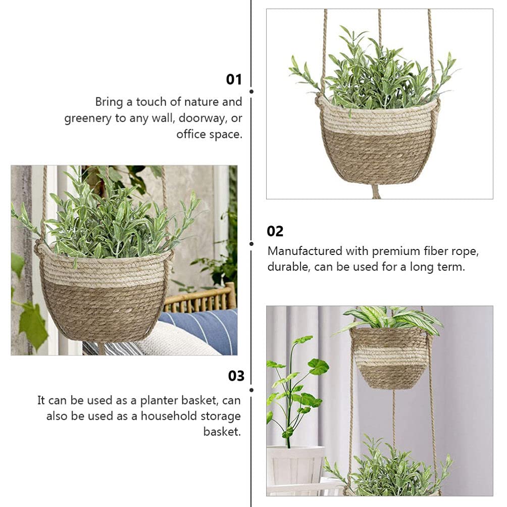 DOITOOL 1 Set Hanging Rattan Flower Pot - Foldable Woven Basket Planter for Chlorophytum, Wall Decor & Clothes Storage | Perfect for Indoor Plants, Home Organization & Small Space Gardening