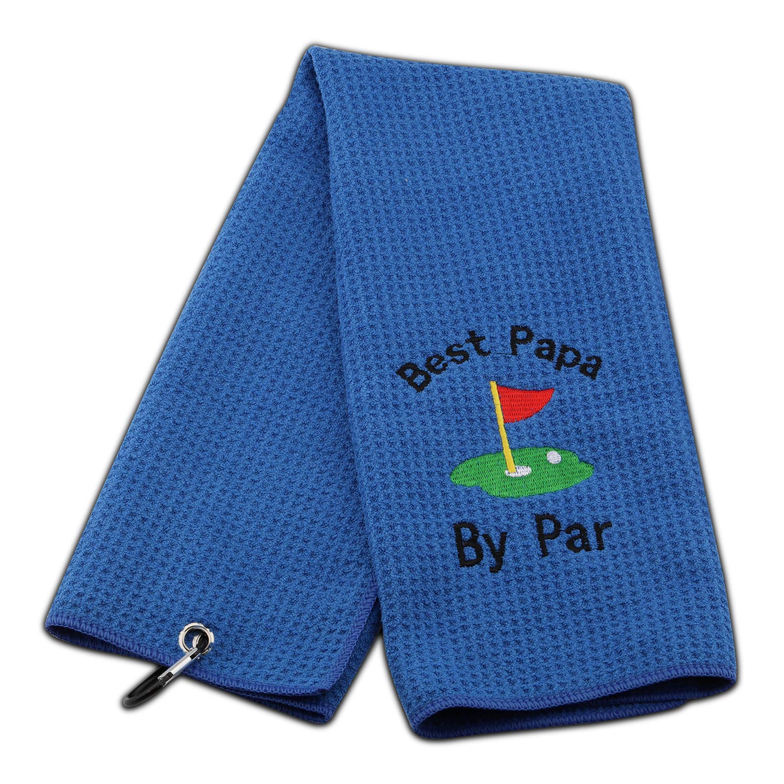 Premium Embroidered Golf Towel with Clip - Perfect Gift for Dad & Golf Lovers - Best 'Papa by Par' Present - Ideal for Golf Courses, Tournaments & Father's Day