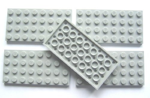 LEGO 3035 City Building Plates (4 x 8 Studs, 5 Pack) - Light Gray Baseplates for LEGO City Sets | Perfect for City Layouts, Train Tracks & Modular Buildings