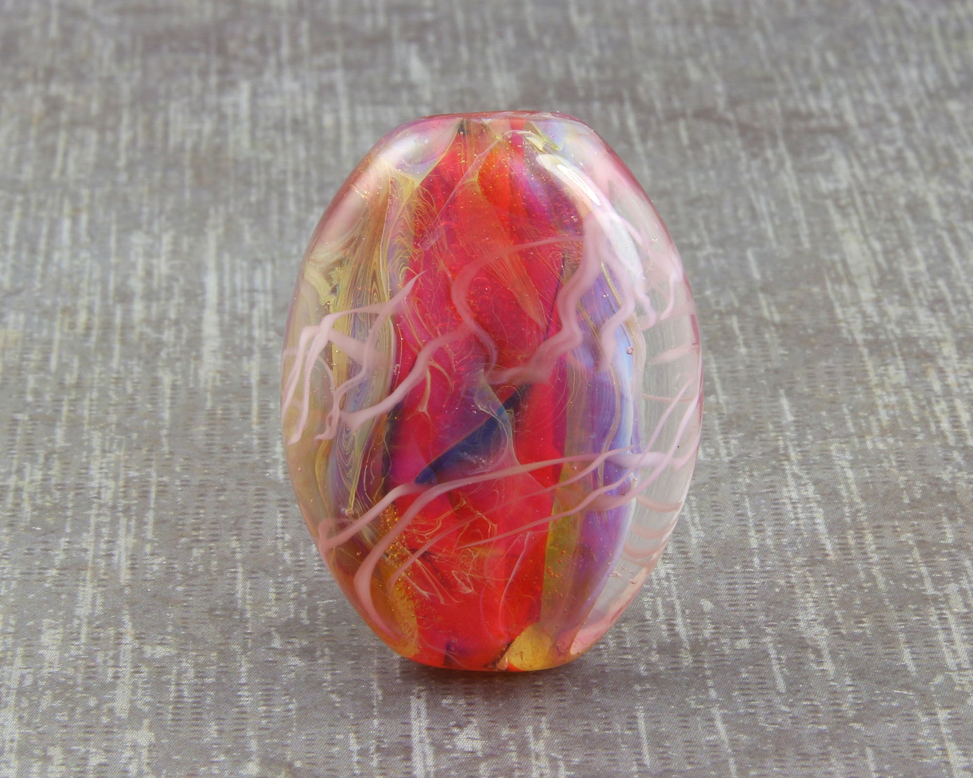 OMG Hot Pink Lampwork Focal Bead SRA - Handmade Glass Bead for Jewelry Making, DIY Crafts, Necklace & Bracelet Designs - Perfect for Beaders, Artists & Craft Enthusiasts