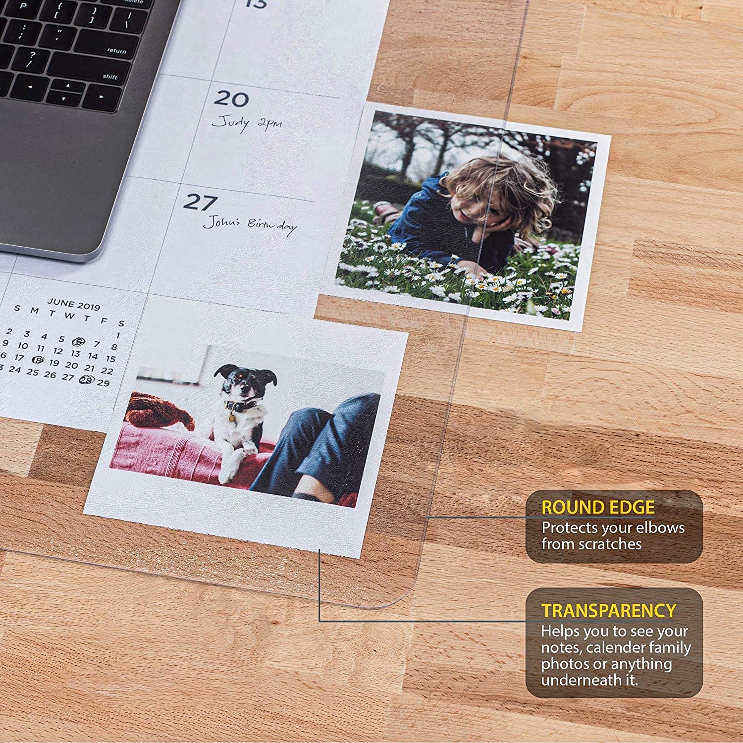 Awnour 34x17 Inches Clear Desk Protector - Transparent Desk Mat with Mouse Pad for Office & Home - Perfect for Computer Workstations, Gaming Setups & Home Office Desks
