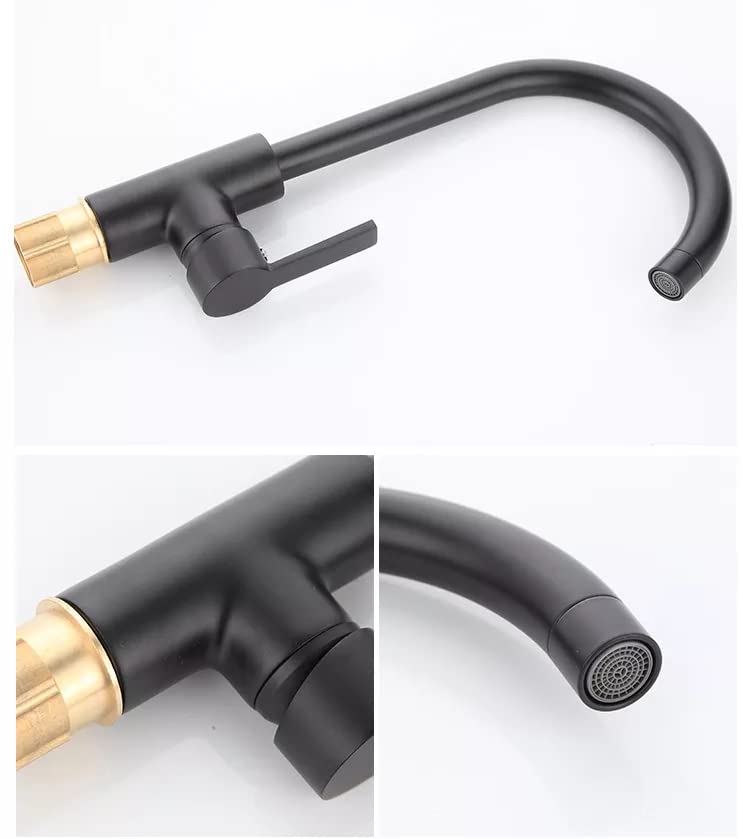 Premium SUS 304 Stainless Steel Single Lever Kitchen Sink Faucet - 360° Swivel Matte Black Mixer Tap for Hot & Cold Water - Ideal for Modern Kitchens, Restaurants, and Food Prep Areas
