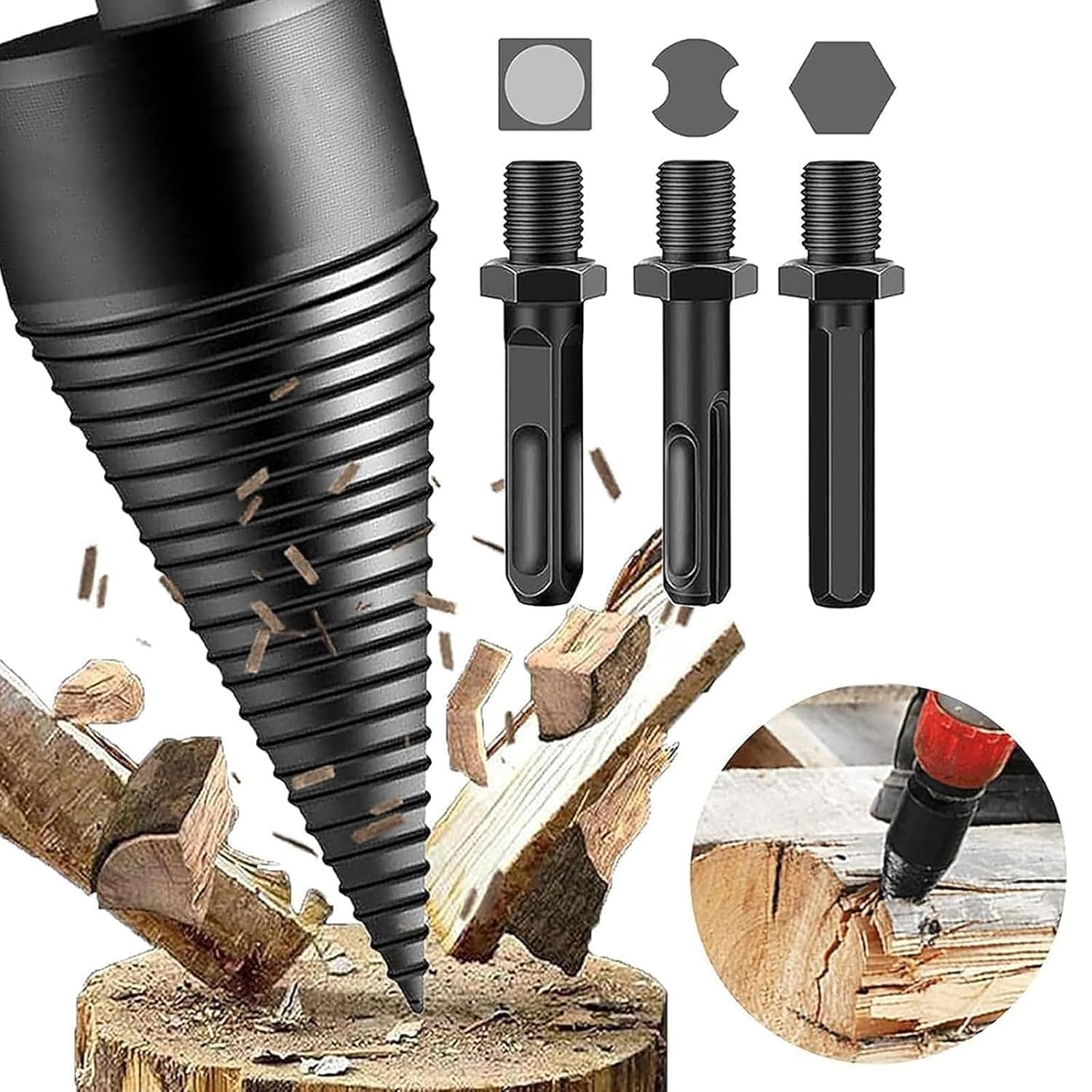 Shirem Easysplit Drill Bit 32mm - High-Speed Steel Wood Splitter & Firewood Log Splitter Drill Bit for Easy Wood Splitting - Perfect for Firewood, DIY Projects, and Outdoor Camping
