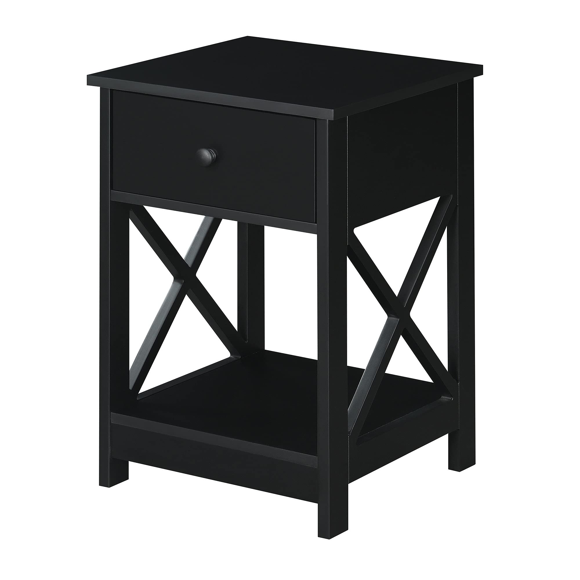 Ergode Oxford 1 Drawer End Table with Shelf - Modern Nightstand for Bedroom, Living Room & Office - Compact Side Table with Storage Shelf
