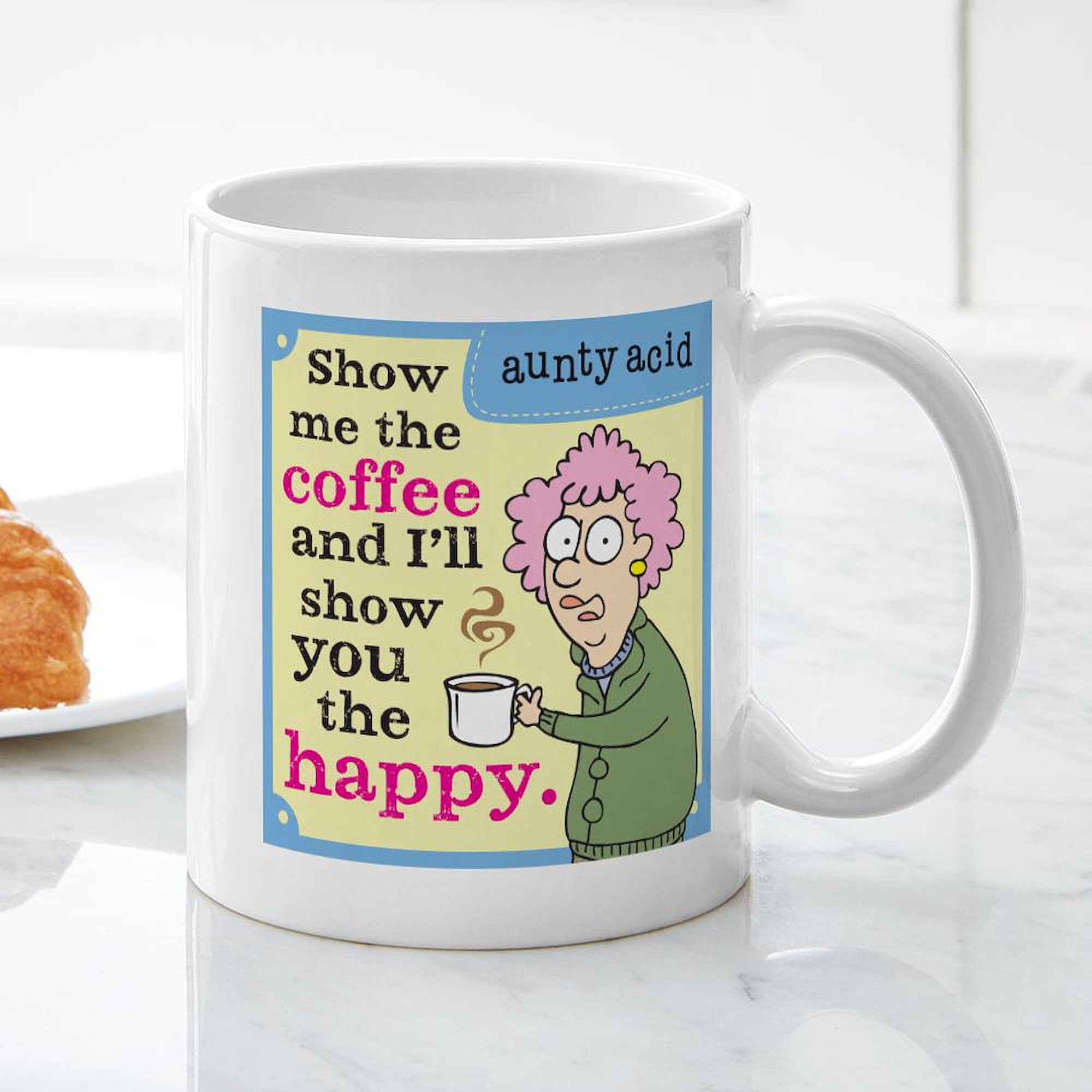 Aunty Acid Funny Coffee Mug - 11 oz (325 ml) Ceramic Cup for Coffee, Tea & Hot Drinks - Perfect Gift for Coffee Lovers, Office Humor & Morning Brews