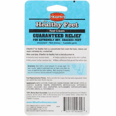 O'Keeffe's Healthy Feet Foot Cream - Intense Moisturizing for Dry Cracked Feet - 2.7 oz (3-Pack) | Daily Foot Care for Athletes, Diabetics & Dry Skin Relief