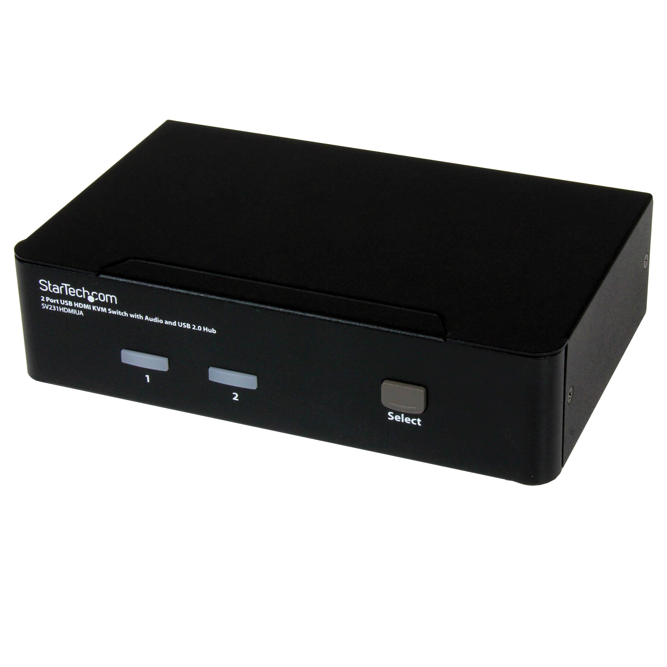 StarTech.com 2-Port USB HDMI KVM Switch with Audio & USB 2.0 Hub - 1080p Full HD (1920x1200) | Hotkey Switching | Dual Monitor Keyboard Video Switch (SV231HDMIUA) for Home Office & Gaming Setup