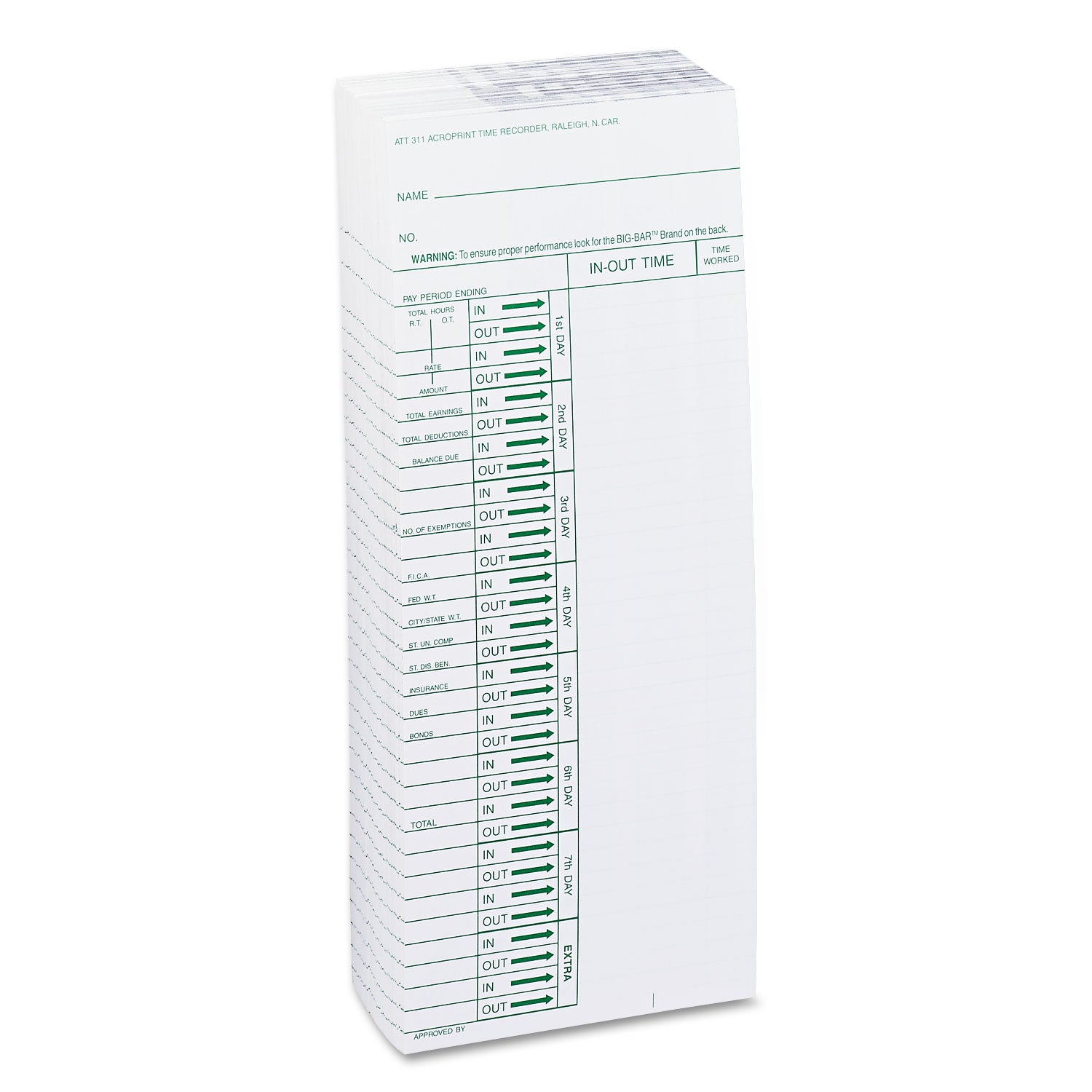Acroprint Time Clock Cards for Acroprint ATT310 - 4x10 Inches, Single-Sided, 200-Pack | Perfect for Employee Time Tracking & Payroll Management in Offices & Businesses
