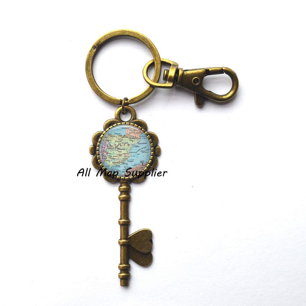 Spain Map Keychain - Charming Travel Jewelry for Keys & Bags