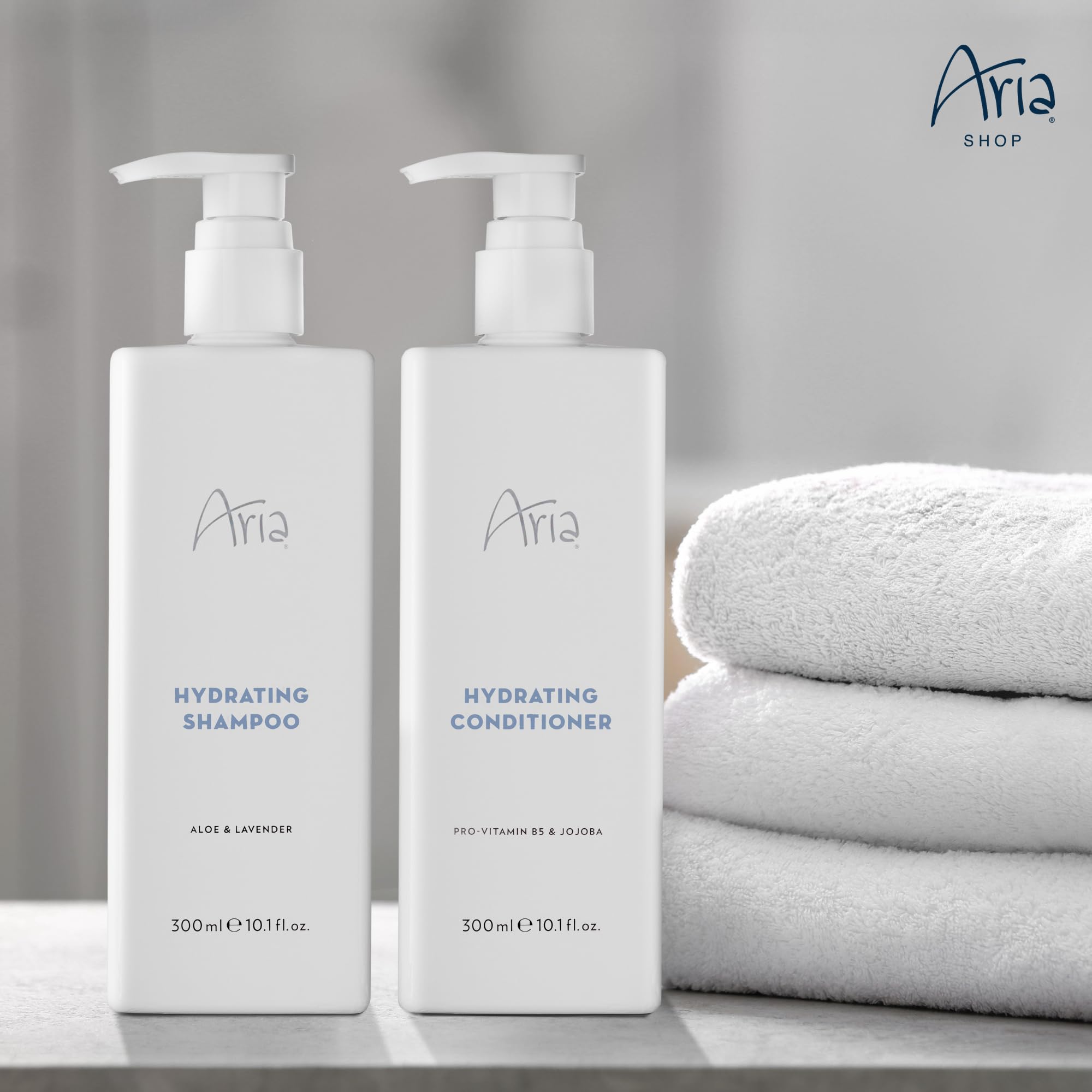 Aria Hair Care Set - Shampoo & Conditioner with Cedarwood, Green Mandarin & Lavender Essential Oils - 10 oz Luxury Vegan Hair Products for Hotels, Spas & Home Use - Moisturizing & Nourishing for All Hair Types