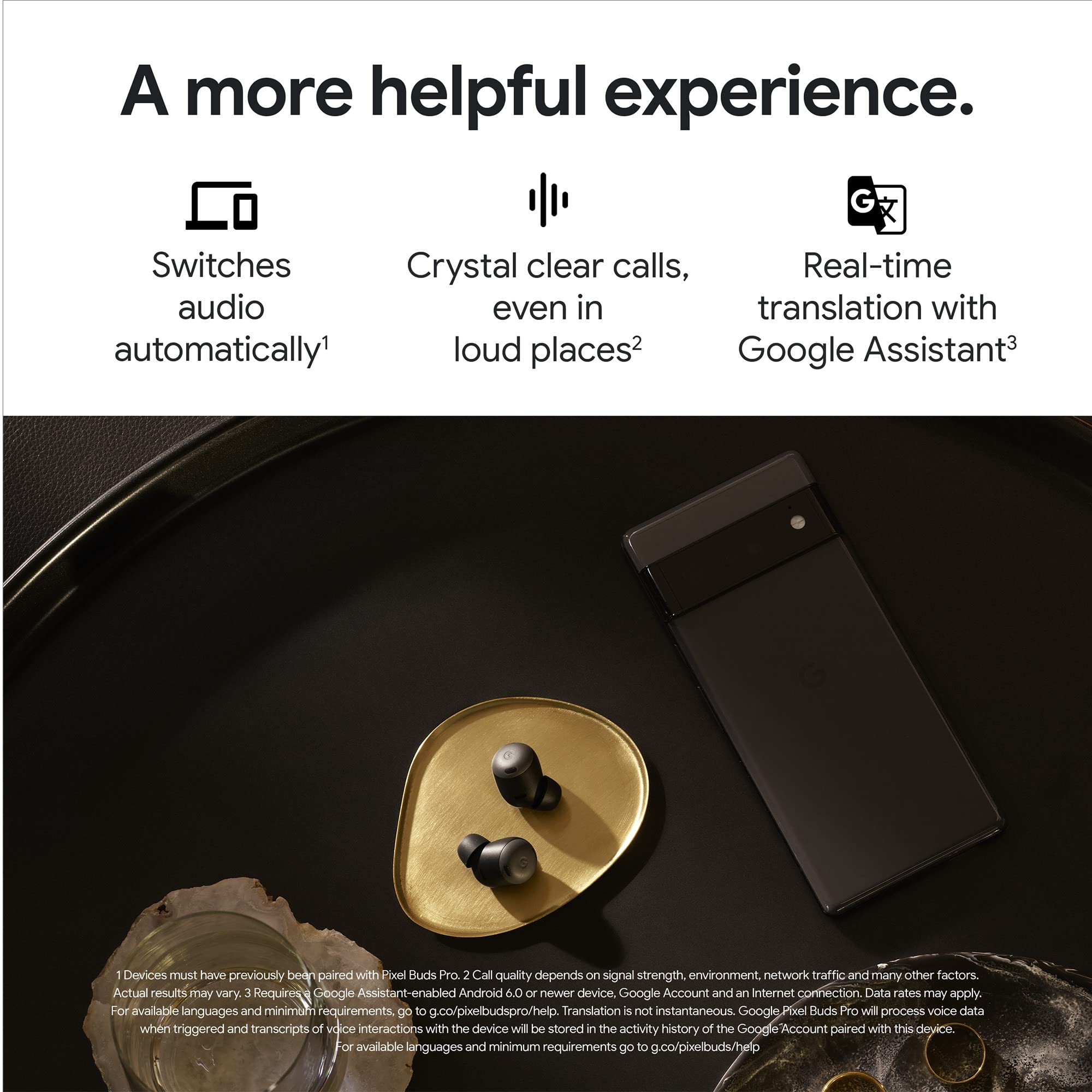 Google Pixel Buds Pro Wireless Bluetooth Earbuds - Noise Cancelling, 30-Hour Battery, IPX4 Water Resistant - Charcoal Black for Workouts, Commuting & Travel