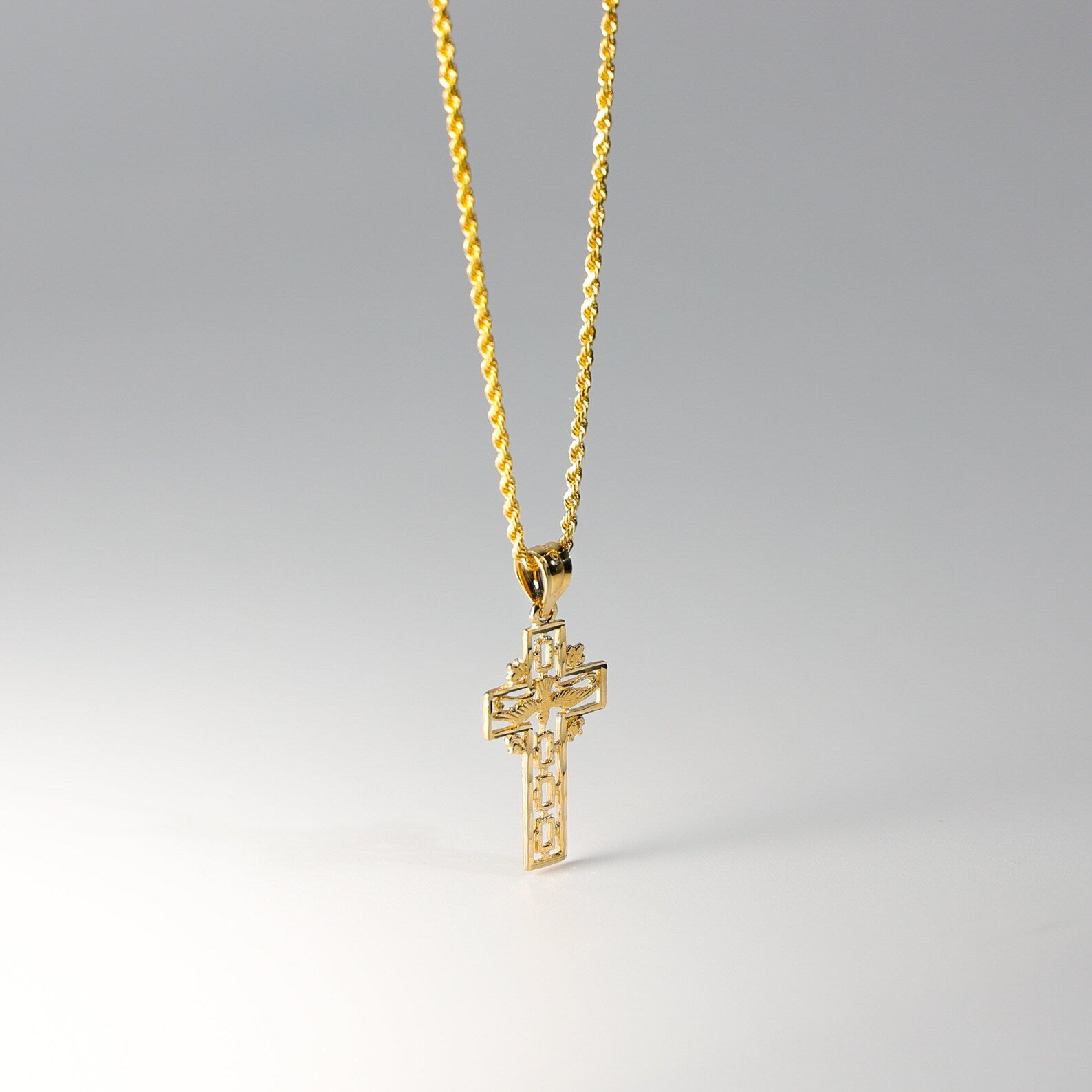 14K Gold Cross Pendant with Holy Spirit Dove Charm - Religious Jewelry for Women & Men - Perfect for Baptism, Confirmation & Church Events