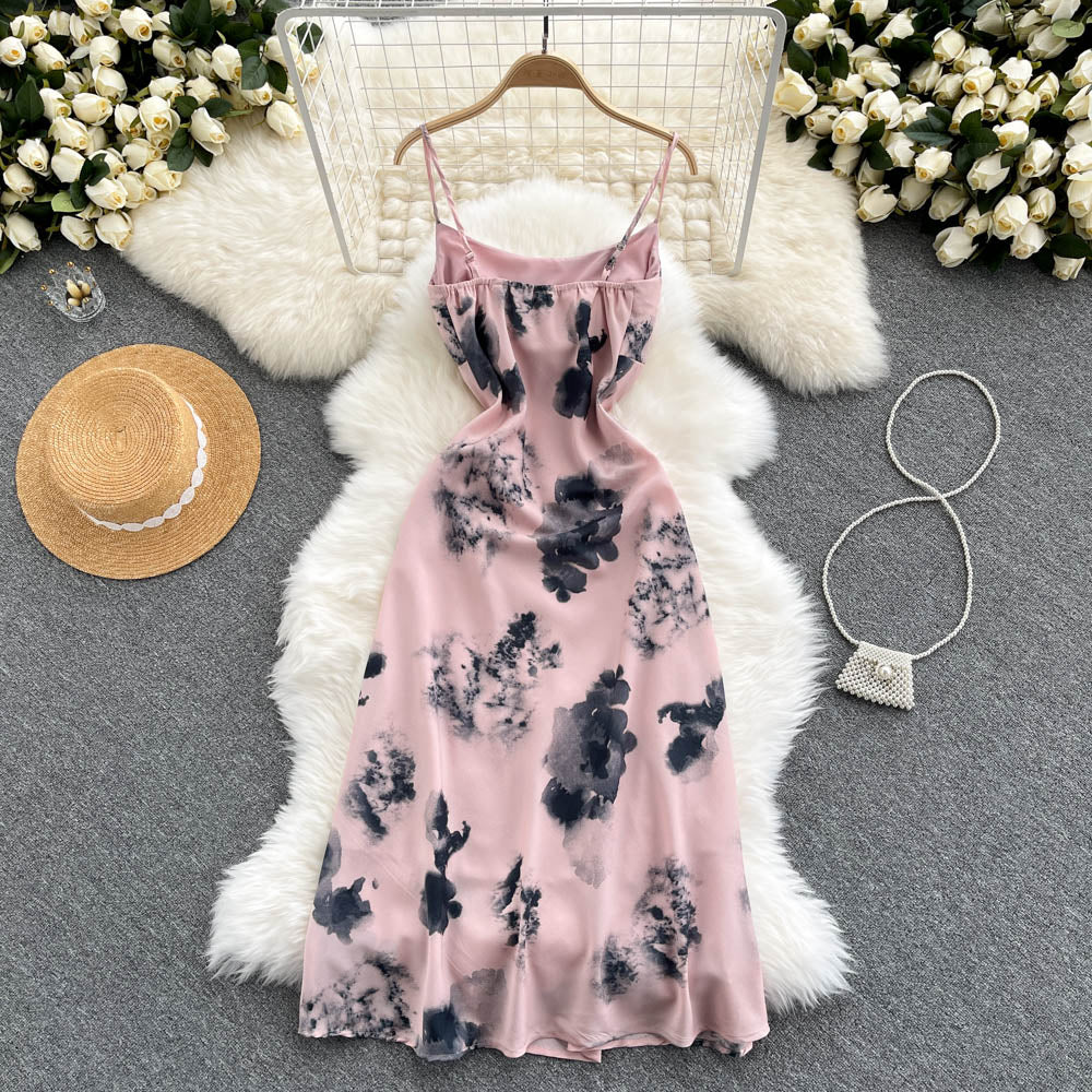 Elegant Printed Spaghetti Strap Summer Dress for Women - Flowy Boho Chic Beach Cover Up, Party & Vacation Outfit