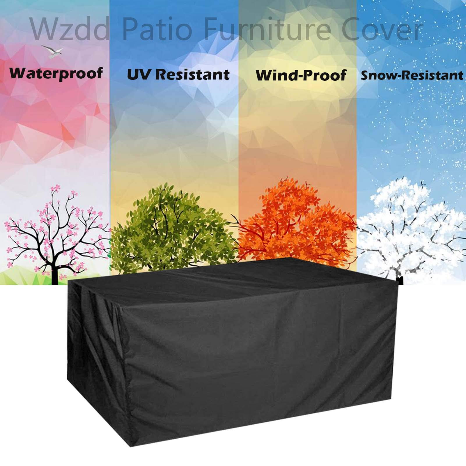 16x10x14 Inch Waterproof Black Outdoor Patio Furniture Cover - 420D Oxford Fabric for Rectangular/Square Dining Table & Chairs - Perfect for Backyard, Garden, and Poolside Protection