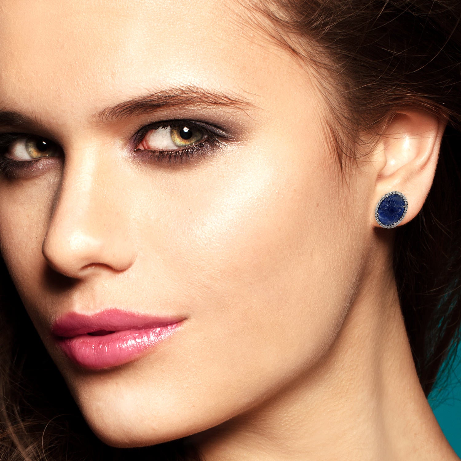 18K White Gold Blue Sapphire Diamond Stud Earrings – Perfect for Weddings, Anniversaries & Special Occasions