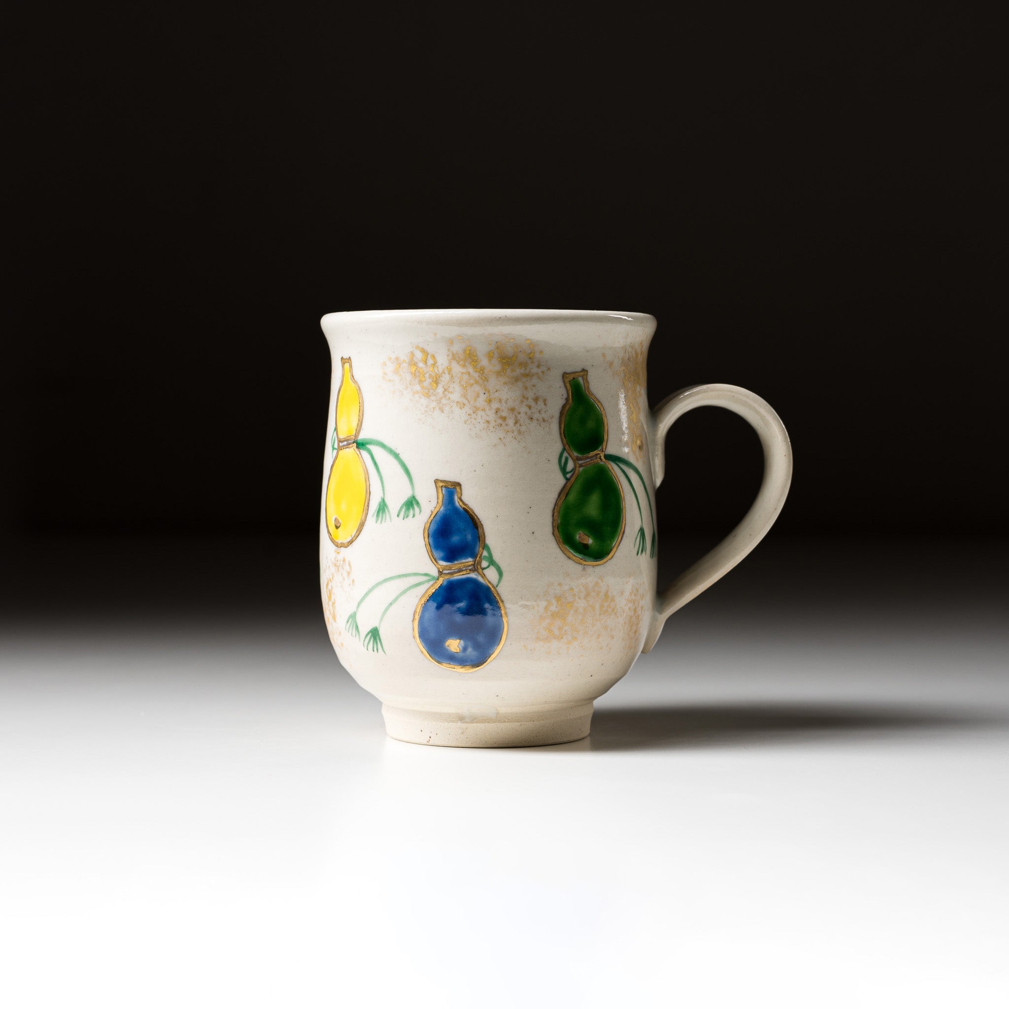 Handmade Kyo Kiyomizu Ware Hyotan Green Tea Mug - Authentic Japanese Kyoto Ceramic Cup for Matcha, Coffee & Home Decor