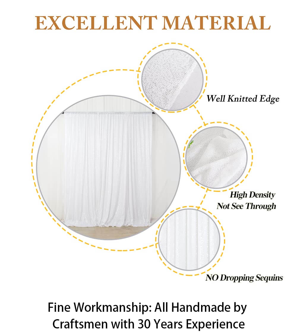 Sparkling White Sequin Backdrop 8x8ft - Elegant Photography Background for Weddings, Parties, Events & Photo Shoots - Perfect for Birthday Celebrations, Bridal Showers and Social Media Content Creation