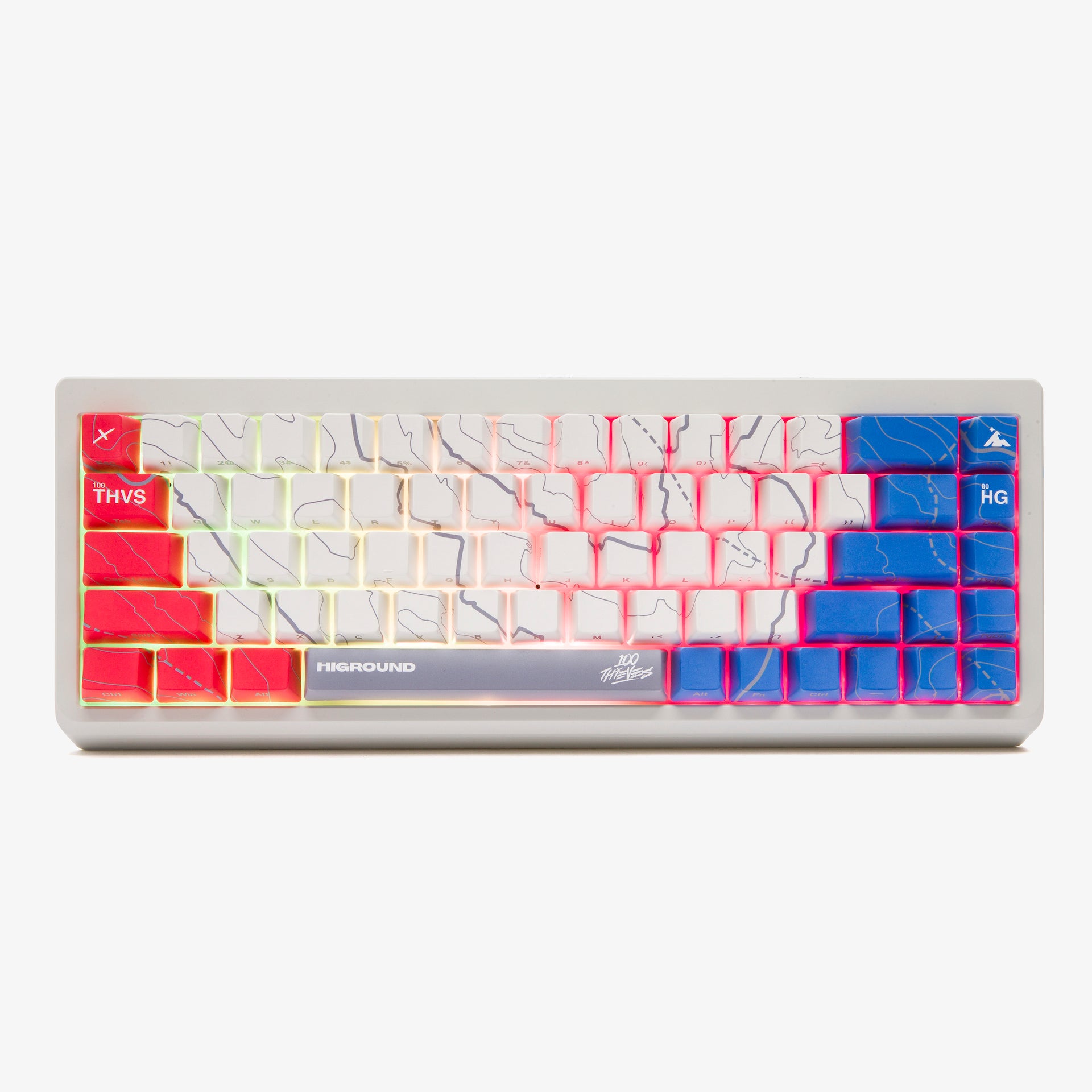 100T x HG Summit 65 Mechanical Keyboard - Cartograph Design | Premium Gaming & Typing Keyboard for PC/Mac - Perfect for Esports, Office Work & Programming