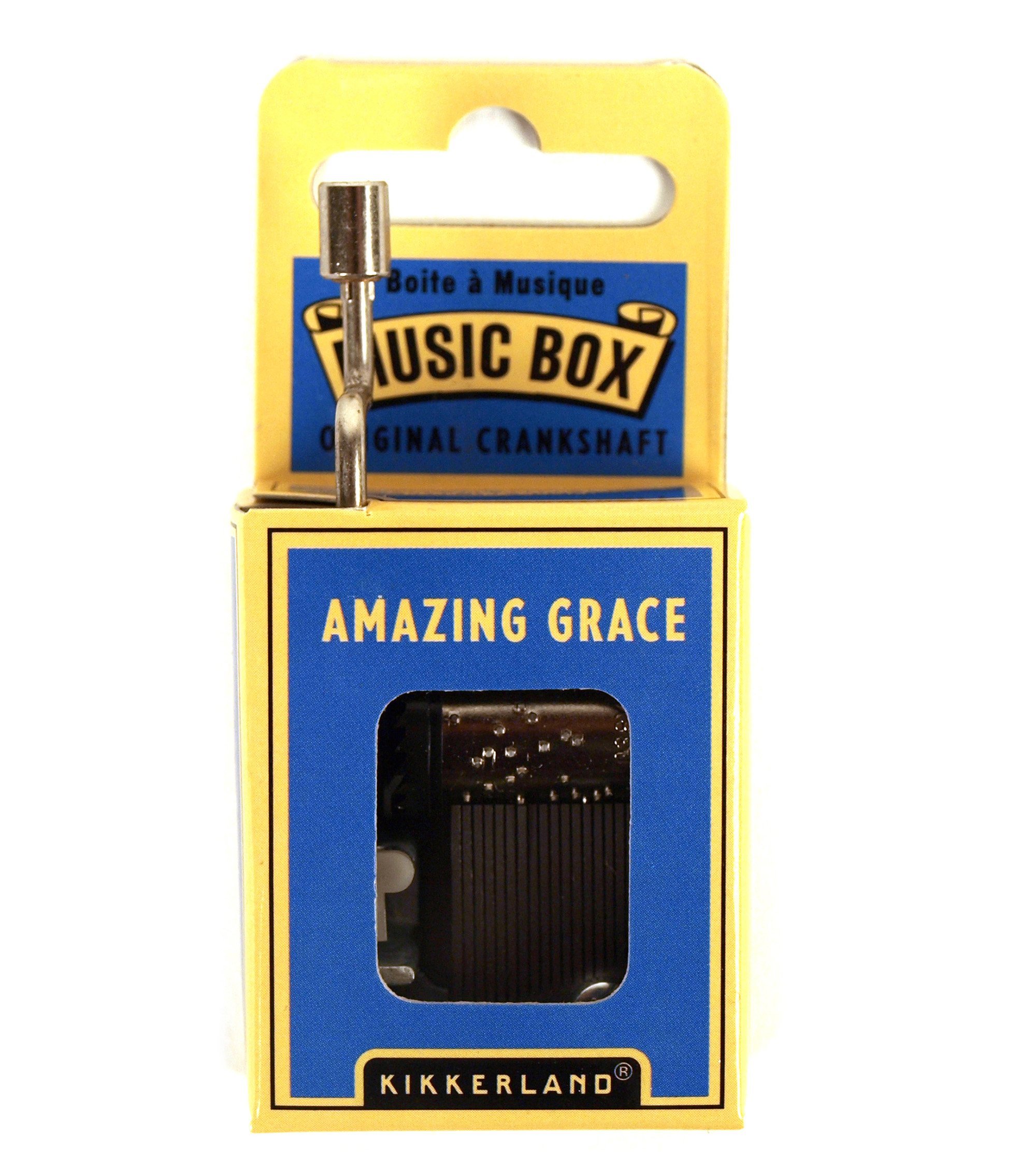 Kikkerland Amazing Grace Hand Crank Music Box - Vintage Wooden Musical Gift for Christmas, Weddings & Home Decor