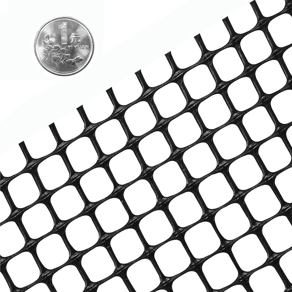 2x2cm Plastic Mesh Fence - Heavy Duty Safety Barrier for Construction, Garden, Poultry & Deer Protection - Black 1.5x9m Outdoor Fencing for Snow, Patio & Yard Security