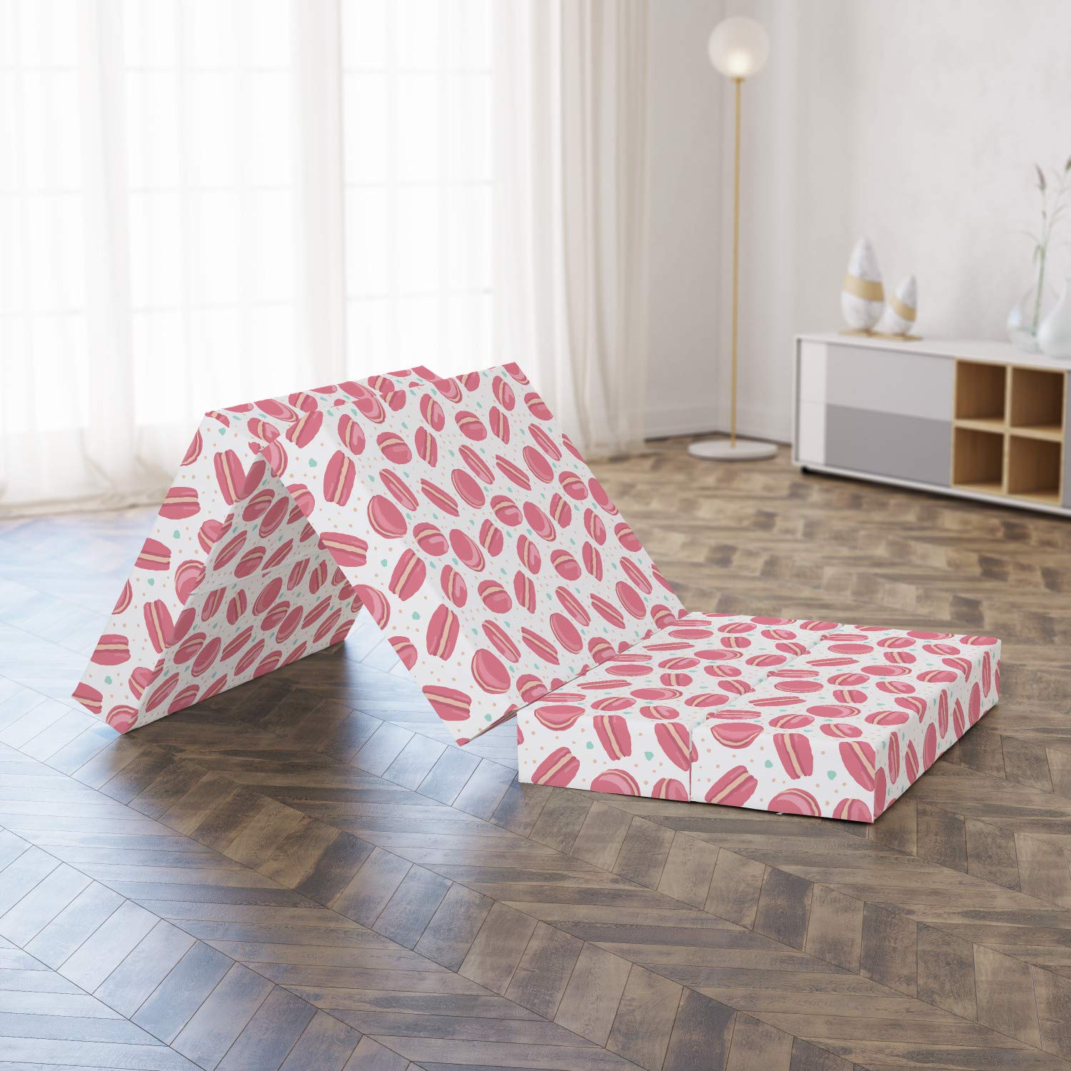 Ambesonne Sweets Foldable Mattress - Macaron Cookies Design, 74.8