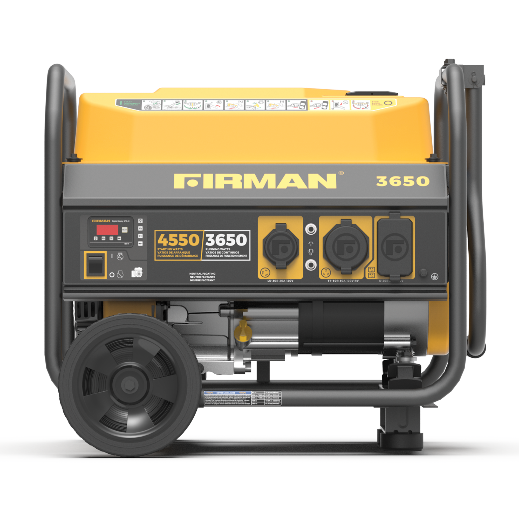 4550W Portable Gas Generator with Recoil Start - 120V Power Supply for Camping, Emergencies & Outdoor Activities