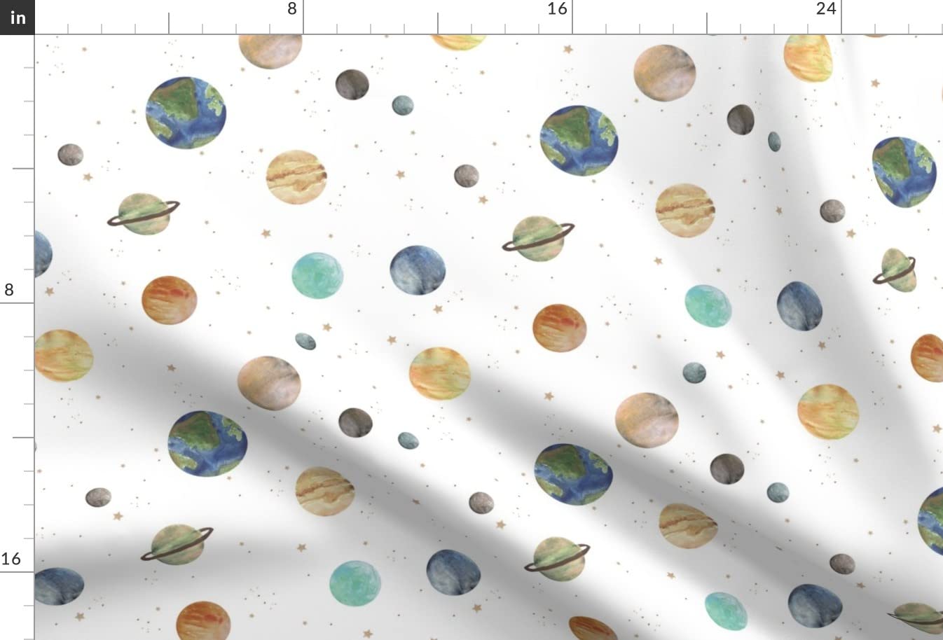 Solar System Printed Velvet Fabric by The Yard - Space Nursery Theme with Planets & Stars - Upholstery, Home Decor & Apparel Fabric for DIY Projects, Curtains & Space-Themed Bedrooms