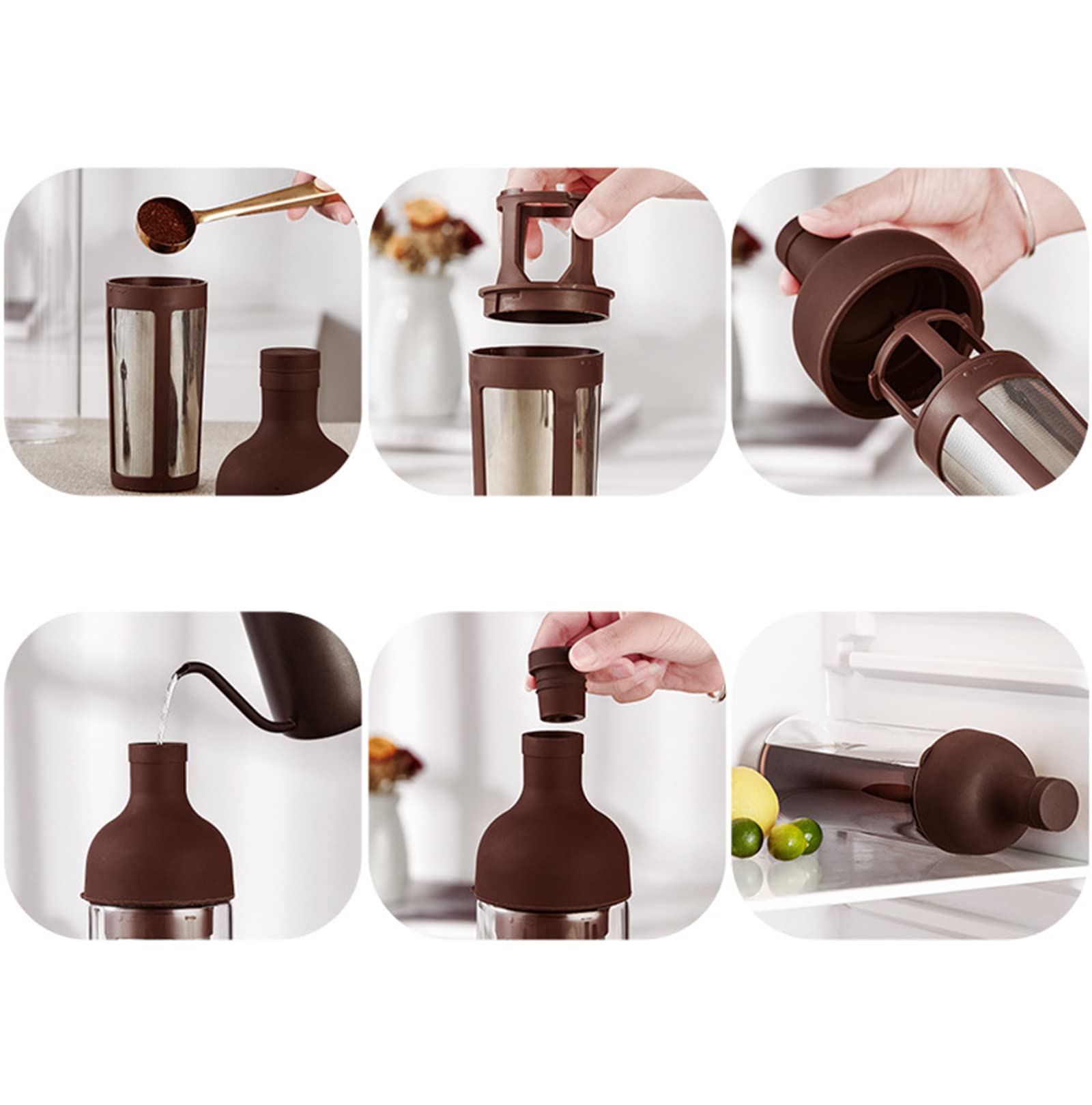 Premium 1000ML Cold Brew Coffee Maker - Glass & Silicone Iced Coffee Pot for Espresso, Tea, and Cold Brew | Perfect for Home, Office & Outdoor Use