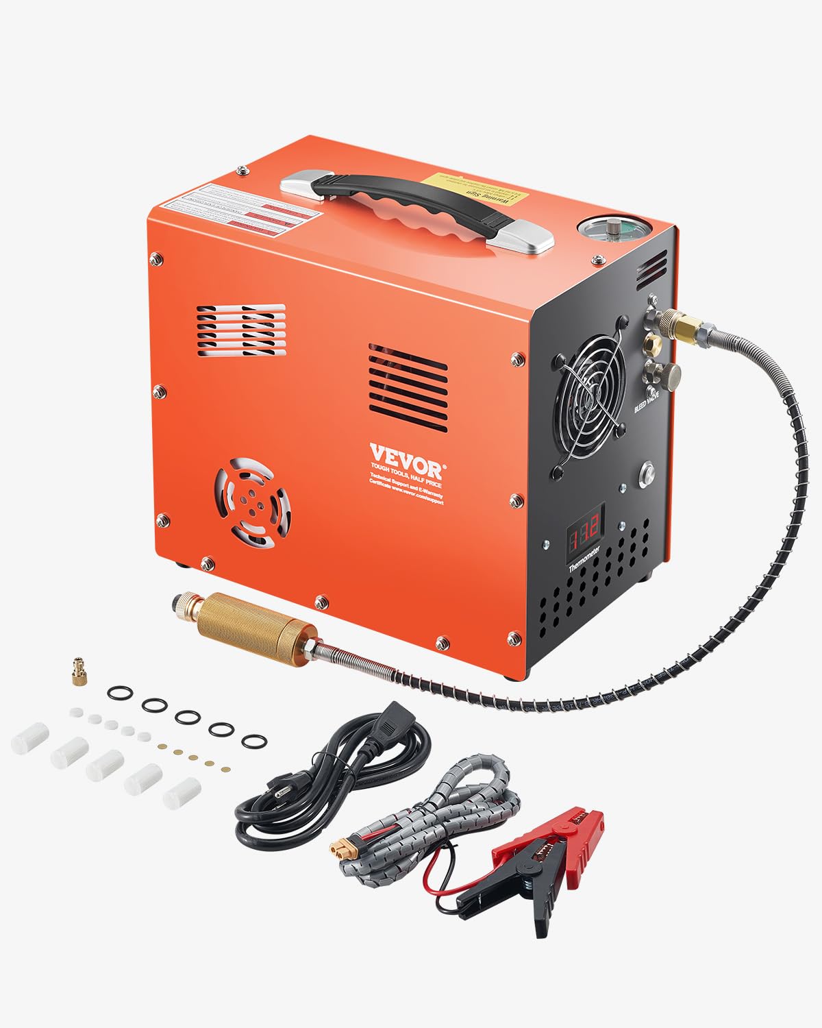 VEVOR 4500PSI PCP Air Compressor with Built-in Converter & Cooling Fan - 12V/120V Portable High Pressure Air Pump for Paintball Tanks, Air Rifles, Scuba Diving Bottles - Perfect for Hunting, Shooting Sports & Underwater Adventures