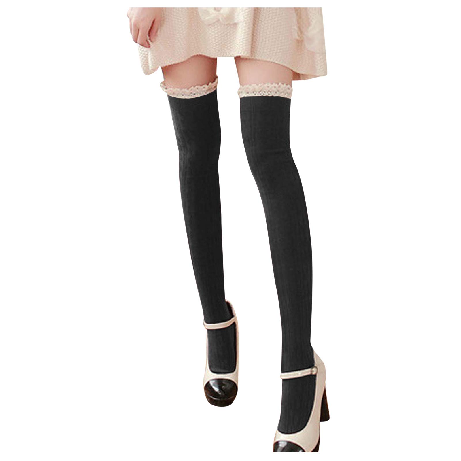 Women's Warm Cotton Thigh High Socks - Knee High Lace Stockings for Indoor & Outdoor Wear | Perfect for Winter, Daily Use, and Fashion Outfits