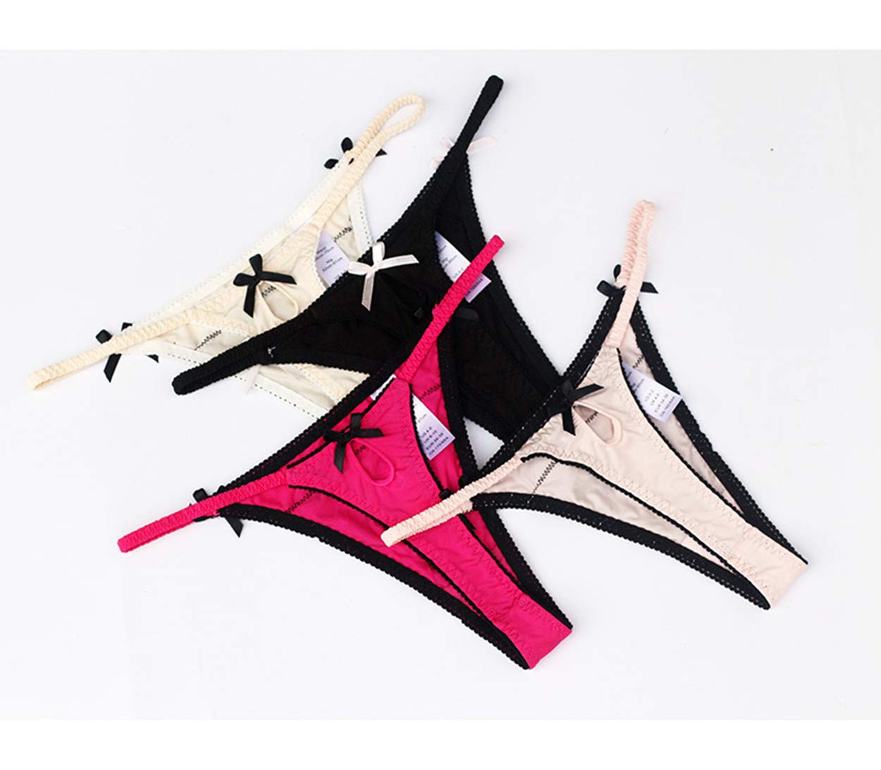 Sexy Women's Lace Thong Underwear - 4 Pack G-String T-Back Low Rise Cheeky Panties for Everyday Wear & Special Occasions