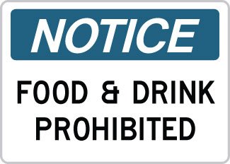 OSHA Approved Safety Sign - 'No Food or Drink Allowed' Notice for Workplace & Industrial Areas